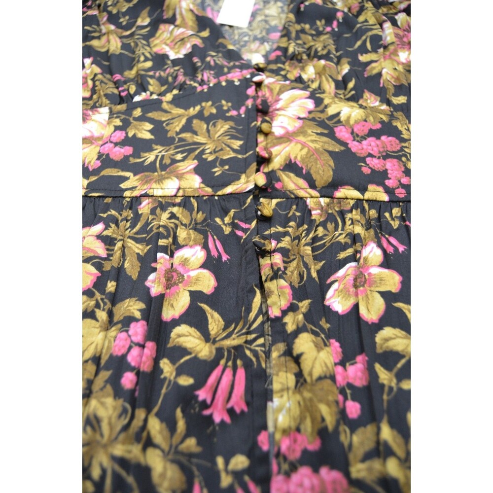 NWT Anthropologie Tunic Top Blouse Shirt Size M Deep-V Floral Long Sleeve Boho - Picture 4 of 13